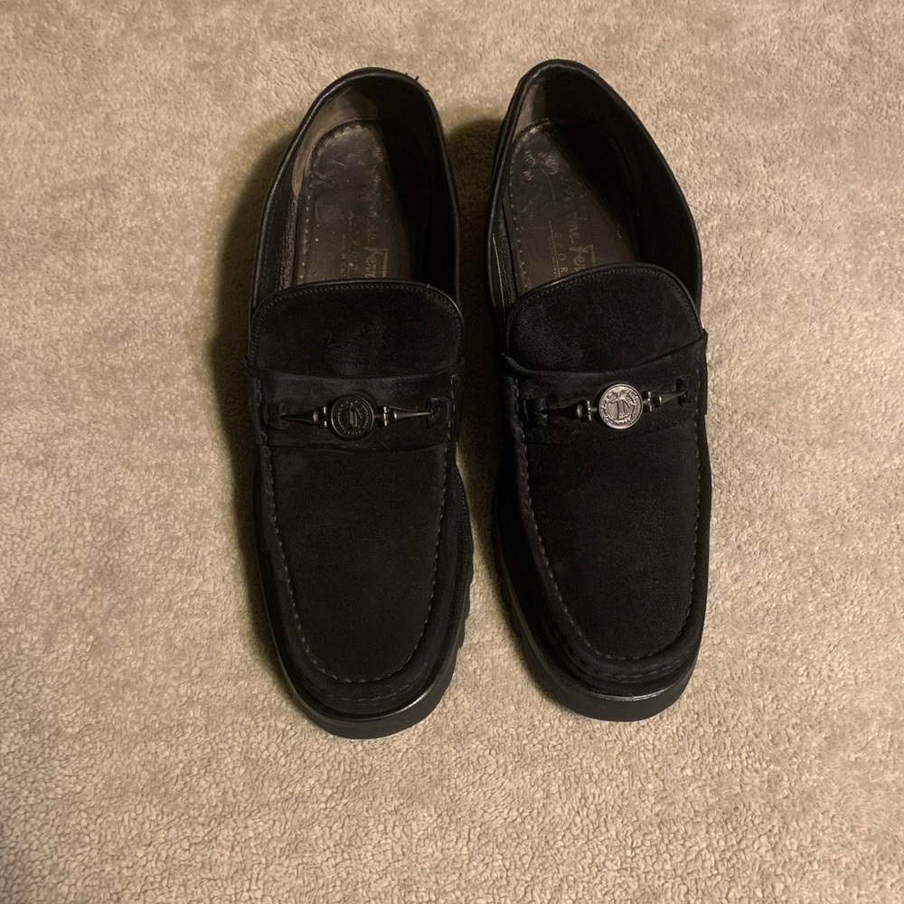 Salvatore Ferragamo Sport Black Suede Loafers Womens Size 10